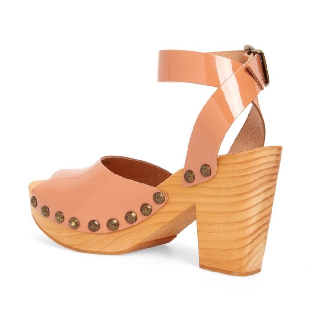 new Free People ❤︎ Pasadena Studded Shiny Leather + Wood Clogs ❤︎ Rose 40 9.5M - Picture 13 of 17